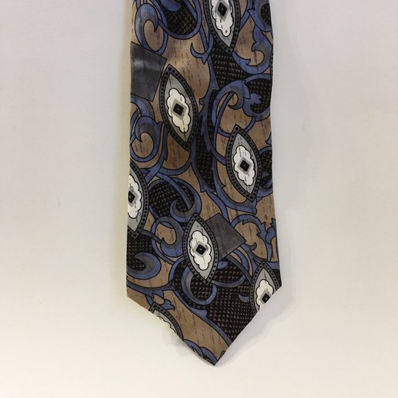 Halston III Scroll Neck Tie 100% Italian Silk - Picture 3 of 7